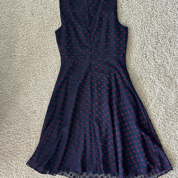 Hobbs Adeline dress Navy / Burgandy size 10 - Picture 3 of 10